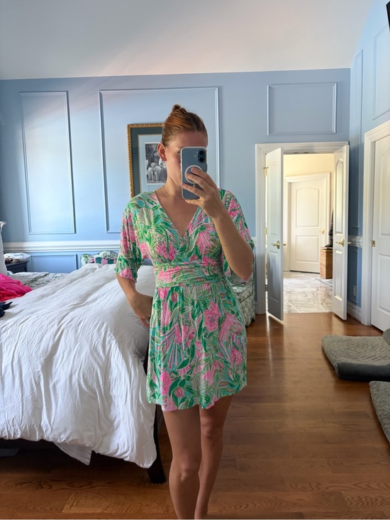 Lilly Pulitzer Pants - Lilly Pulitzer Pink & Green Floral Wrap Romper